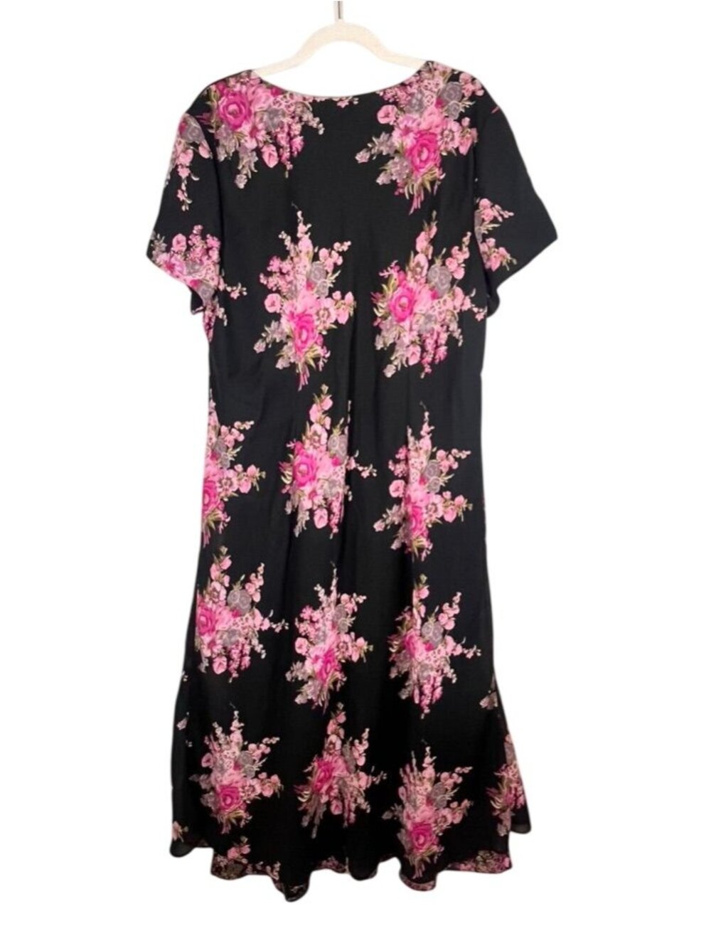 Colorful Floral Dress Black 20W Cottage Retro Mod Boho Indie Classic Chic Preppy - Picture 3 of 7